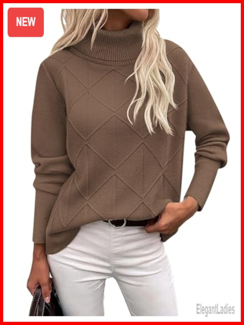 Turtleneck Sweater Chunky Knit Long Sleeve Pullover Fall Winter